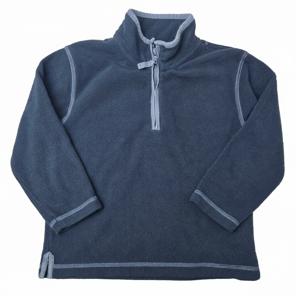 Mini Boden Boys Navy Blue Quarter-Zip Fleece Pullover Size 5-6Y